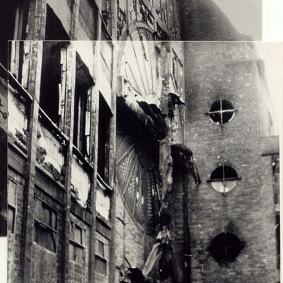 Zerstörung 1944, Fassade Haus Atlantis (Fotomontage)