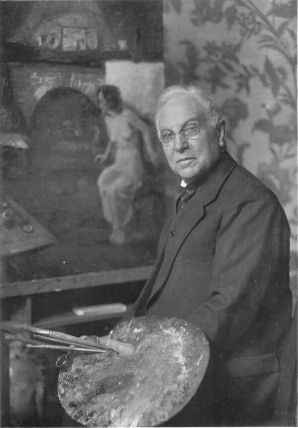 Portrait Ernst Müller-Scheessel (Einladung 70 Geburtstag. 1933)